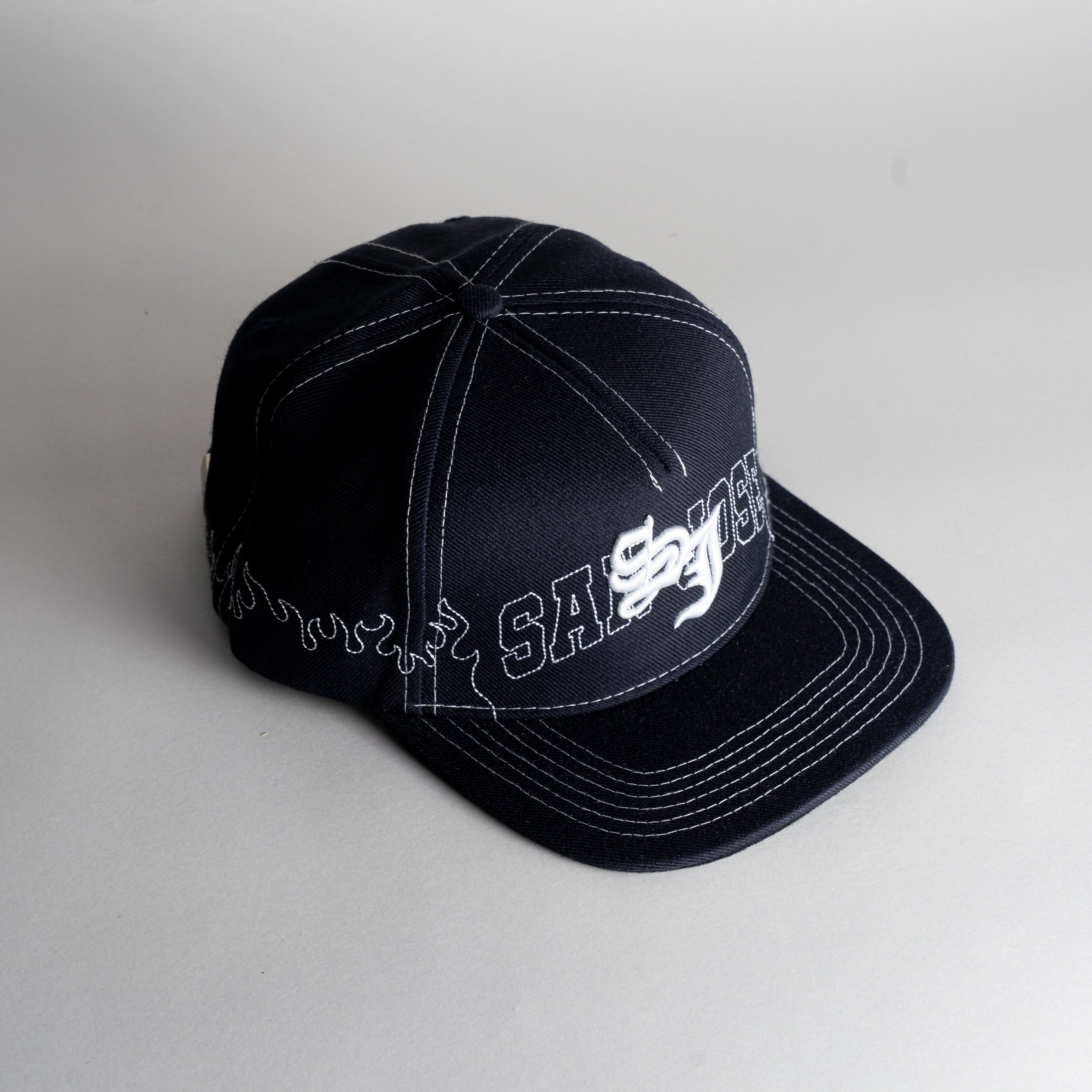 Old English SJ Navy Blue – SANJOSEFOOS Old English SJ Navy Blue – SANJOSEFOOS