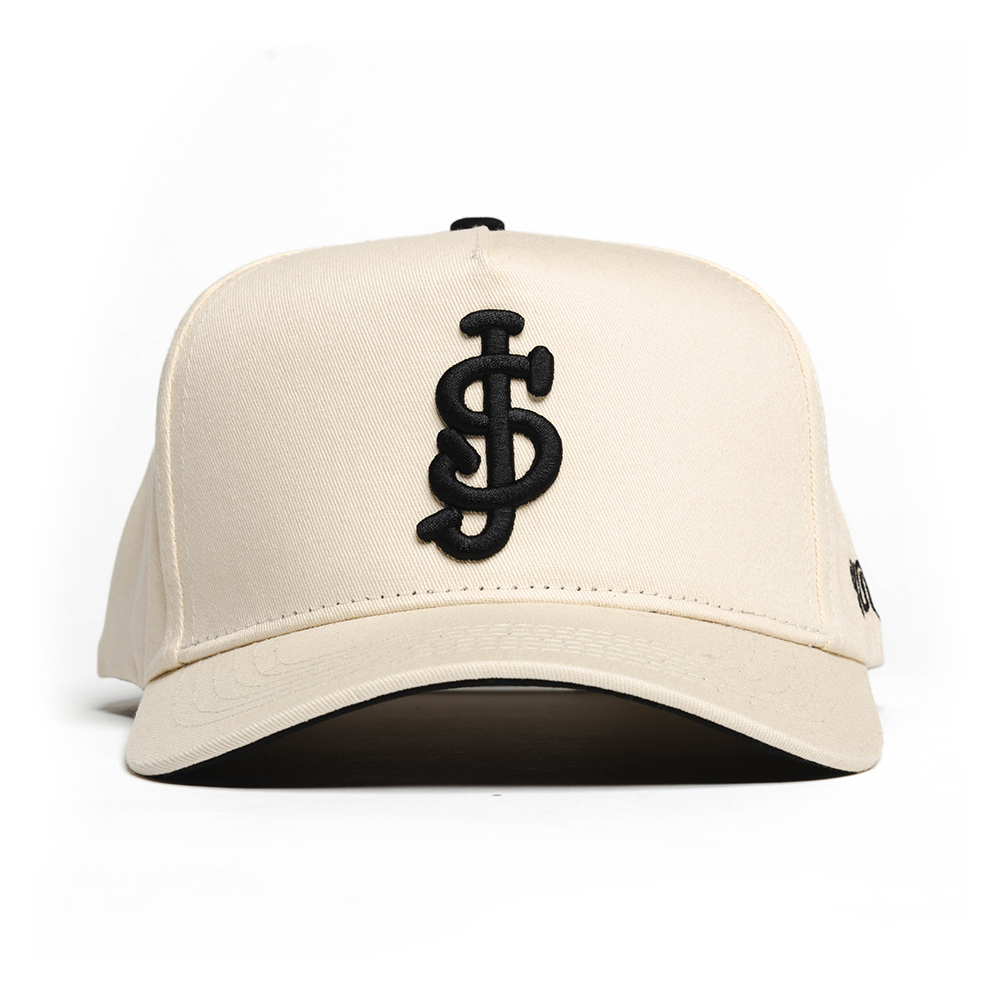 Cream on Black - Curved Snapback