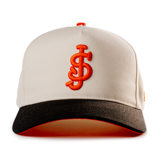 White / Orange - Curved Snapback