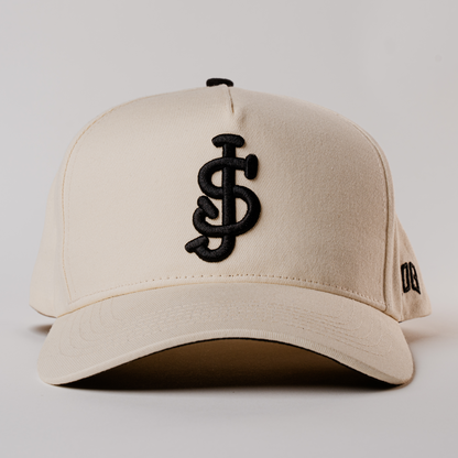 Cream on Black - Curved Snapback