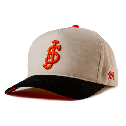 White / Orange - Curved Snapback