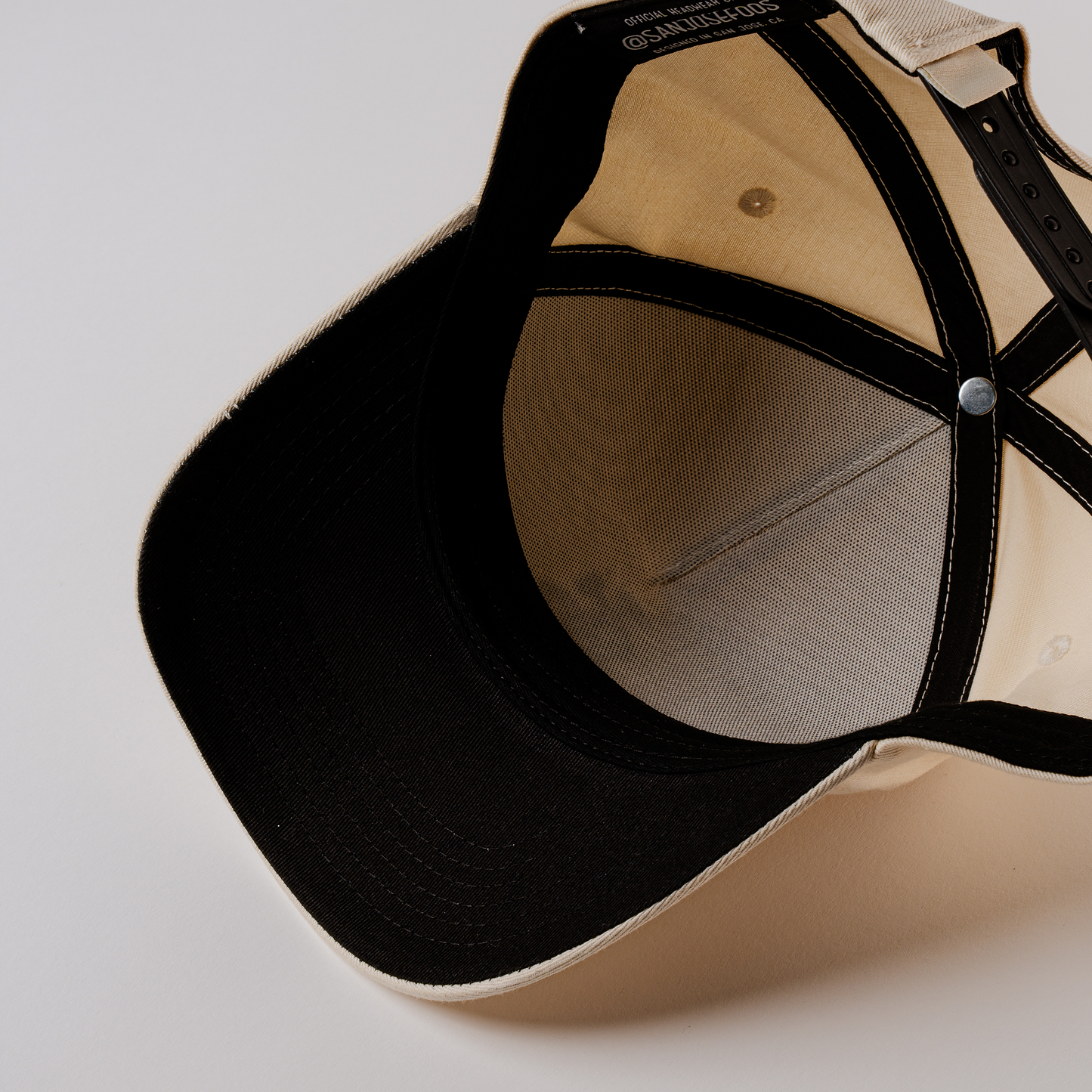 Cream on Black - Curved Snapback